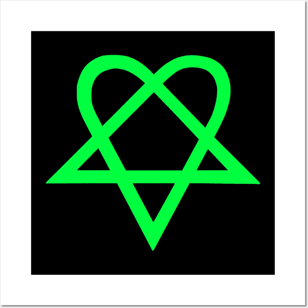 Bam Margera Heartagram HIM Lime Green Wall Art by The_Shape